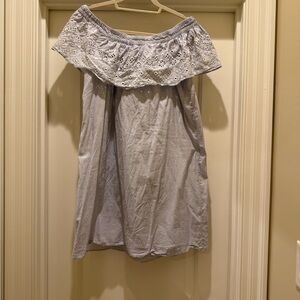 LOFT Blue/White Striped Off-Shoulder Dress